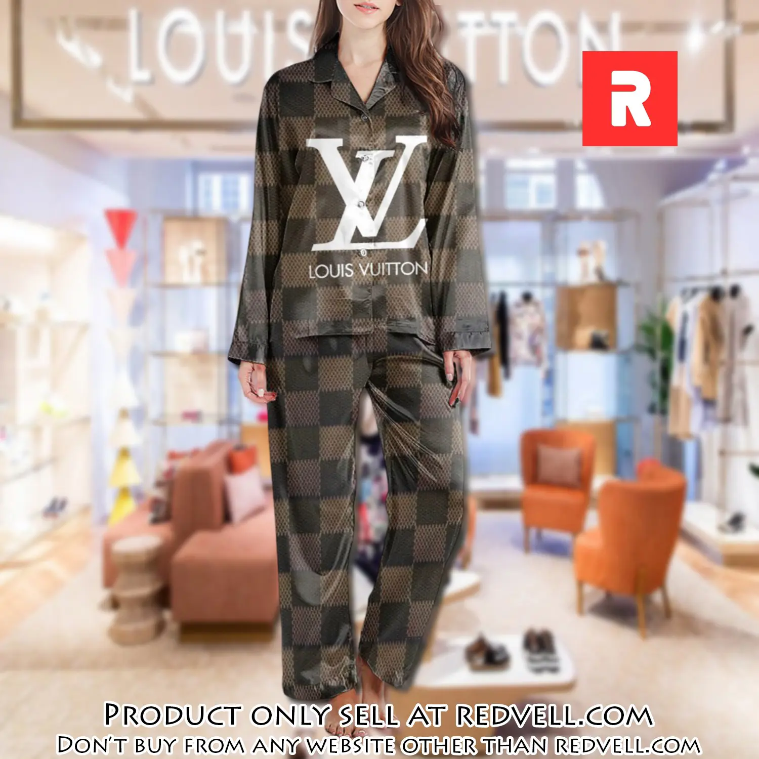 Lv monogram long satin pajama set pjs1025 rv5542737